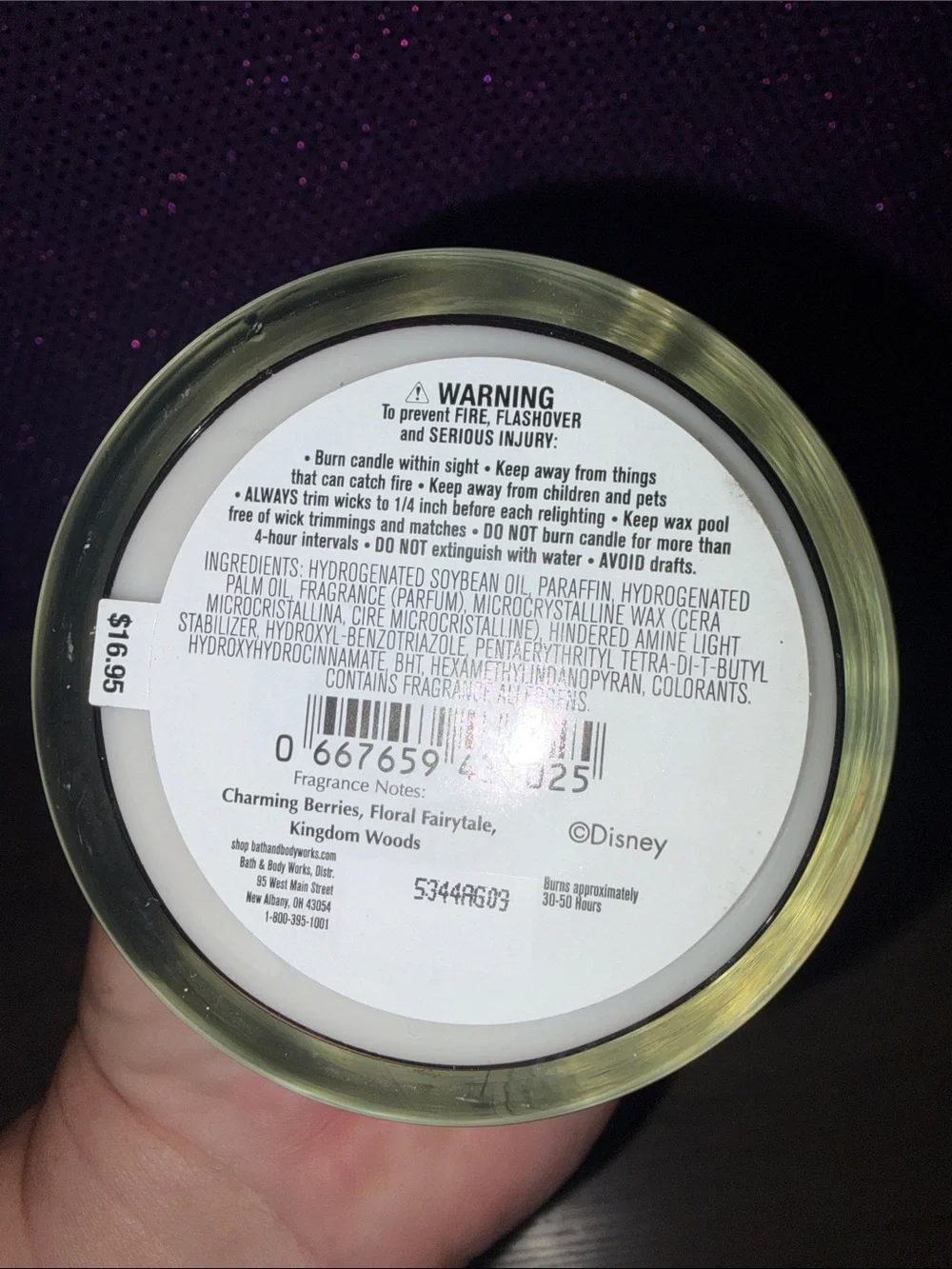🆕💜Bath & Body Works Disney Princess Life’s a Fairytale Single Wick Candle NWT